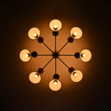 Modern 10-Light Chandelier – Mixed Coral & Black Double Cone Shades with Brass Frame - 32219