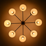 Modern 10-Light Black & White Chandelier – Dual Cone Sputnik Fixture with Brass Accents - 32221