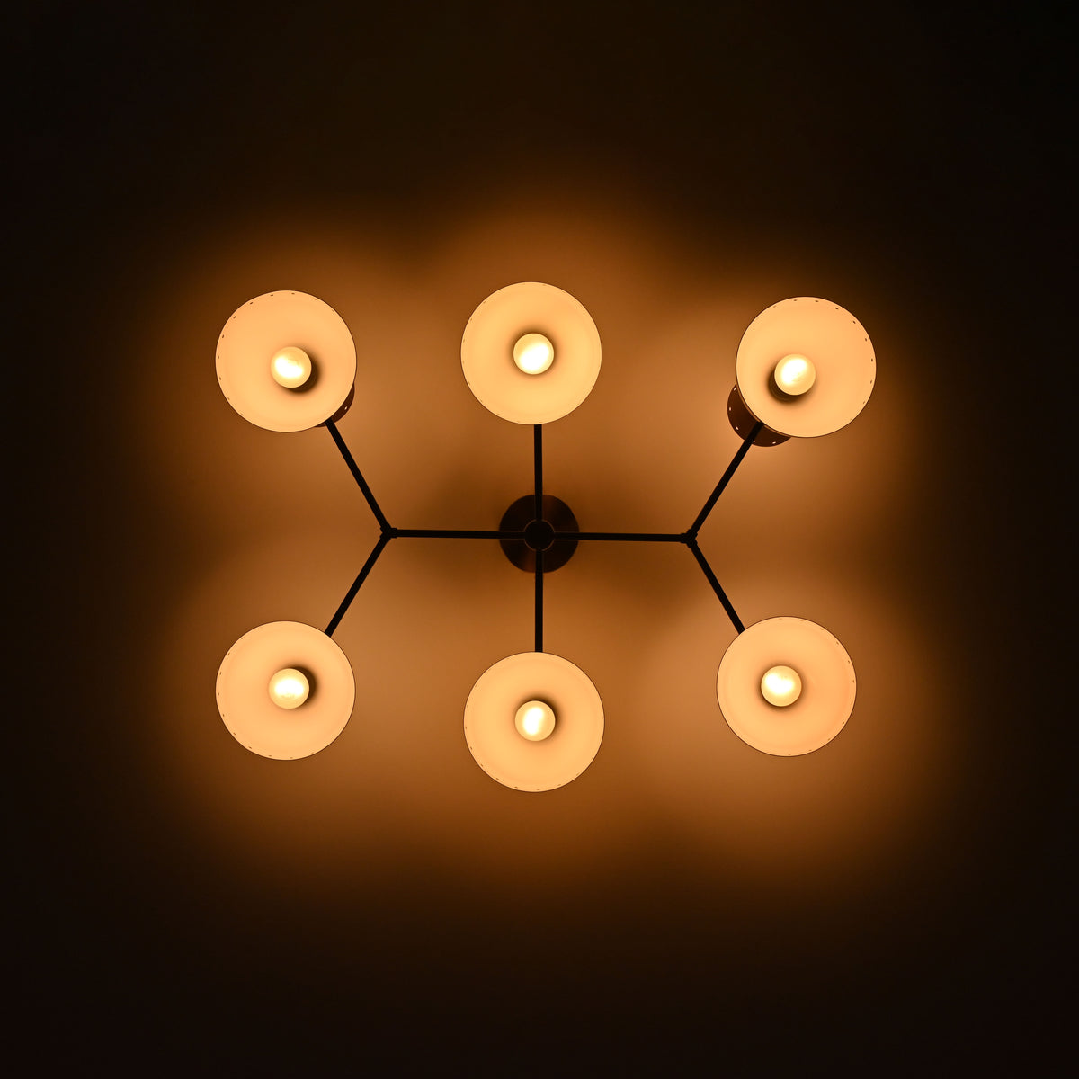 Modern 10-Light Chandelier – Color Blocked Coral, White & Brass Double Cone Ceiling Fixture - 32223