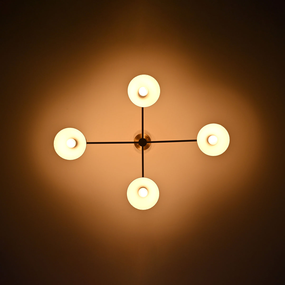 Mid-Century Modern Diabolo Style 4-Arm Chandelier Lamp | Customizable Ceiling Lamp | Two-Way Lighting Chandelier | Brass & Copper Finishes Available - 32225