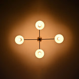 Mid-Century Modern Diabolo Style 4-Arm Chandelier Lamp | Customizable Ceiling Lamp | Two-Way Lighting Chandelier | Brass & Copper Finishes Available - 32225