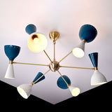 Mid-Century Modern Diabolo Style Chandelier – 6 Arms, 12 Lights | Custom Finish & Size | Dual Light Direction - 32227