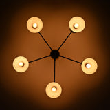 Diabolo Style Mid-Century Modern Chandelier – Customizable 5-Arm, 10-Light Ceiling Lamp Natural Brass or Copper Finish | Handcrafted Lighting Fixture - 32228