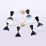 Mid-Century Modern Diabolo Style Chandelier – 6 Arms, 12 Lights | Custom Finish & Size | Dual Light Direction - 32231