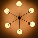 Mid-Century Modern Diabolo Style Chandelier – 6 Arms, 12 Lights | Custom Finish & Size | Dual Light Direction - 32233
