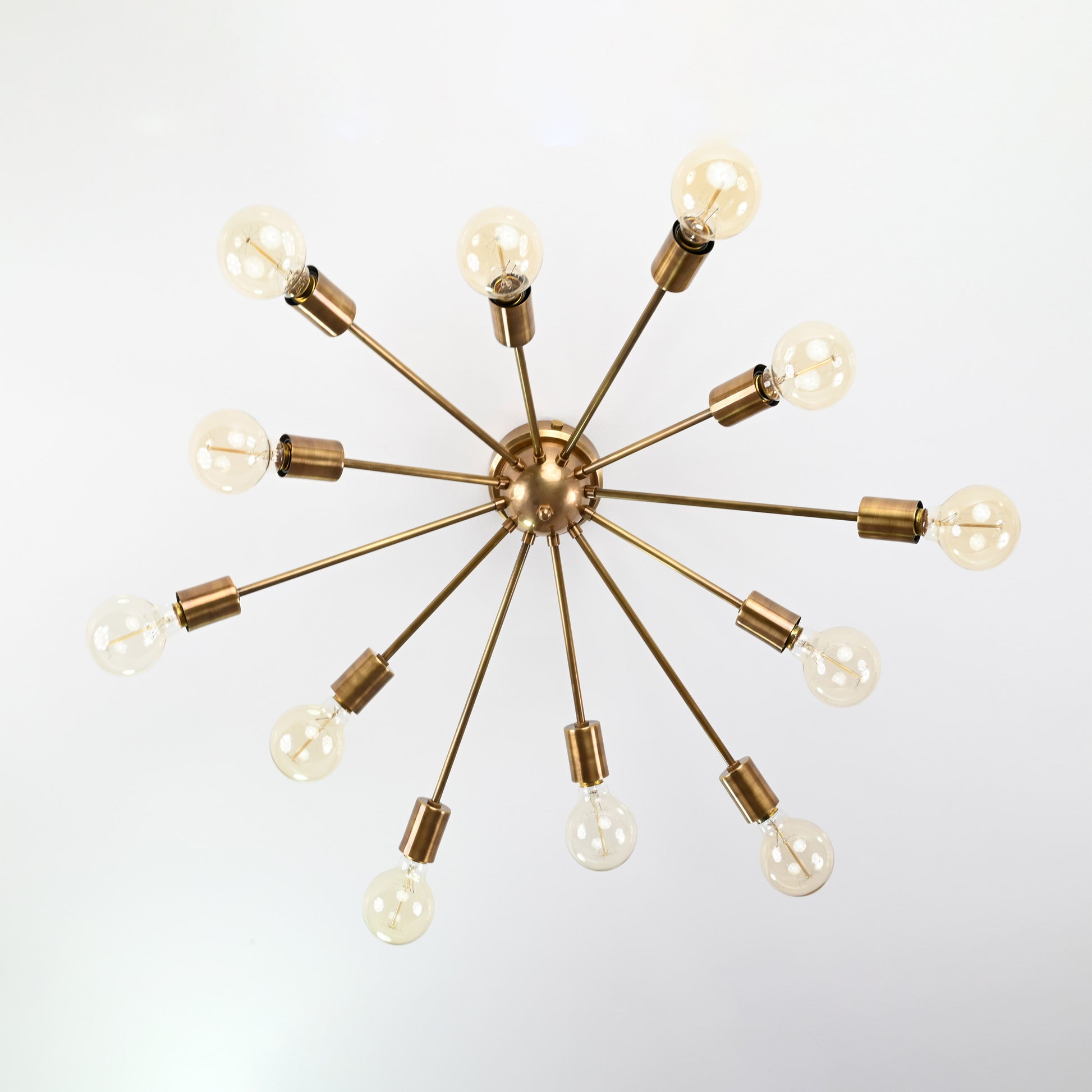 12 Arms Brass Sputnik Chandelier 30" Wide - 32152