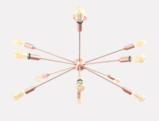 Sputnik Chandelier Shinny Copper Finish, Hanging Ceiling Lamp, Mid Century Style Chandelier Made of Full Brass 12 Lights/arms