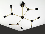 Modern 12-Light Black & Brass Geometric Chandelier – Art-Deco Inspired Ceiling Fixture - 32168