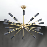 Vintage 12-Light Brass Sputnik Chandelier – Retro Ceiling Fixture with Exposed Filament Bulbs - 32160