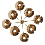 Top view of 8 Light Polished Brass Bowl Chandelier featuring geometric arrangement of glossy brass bowls in a radial pattern