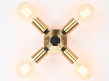 Customizable Mid-Century Modern Brass Wall Sconce | Geometric 4-Light Fixture for Bold Interiors - 32509