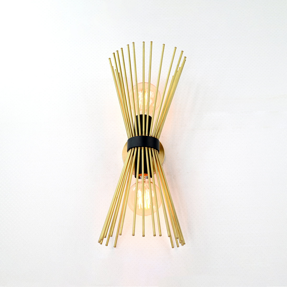 Mid-Century Modern Starburst Brass Wall Sconce | 18" Customizable Handcrafted Light Fixture - 32576