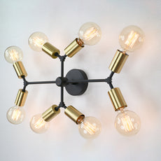 Brass Leaf Studio Contemporary Wall Sconce - Vanity Light Fixture - Multi Mirror Light - Bathroom Light, Makeup light - Hallway Entry-way 8-Bulb Vanity lamp