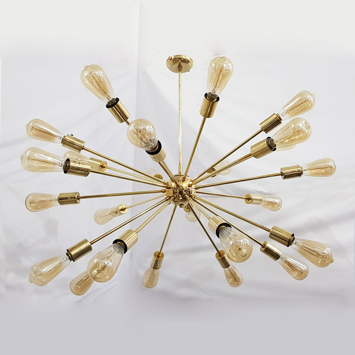 Brass Leaf Studio Brass Sputnik Chandelier, Shinny Brass Ceiling Hanging Lamp, Modern Pendant Lamp Made of Full Brass 24 arms/Lights