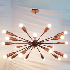 Industrial Brass Made, Sputnik Chandelier in Copper Patina, Ceiling Light Lamp, Sputnik Dinning Room Chandelier Mid Century lamp, Custom lamp 24 arms/Lights