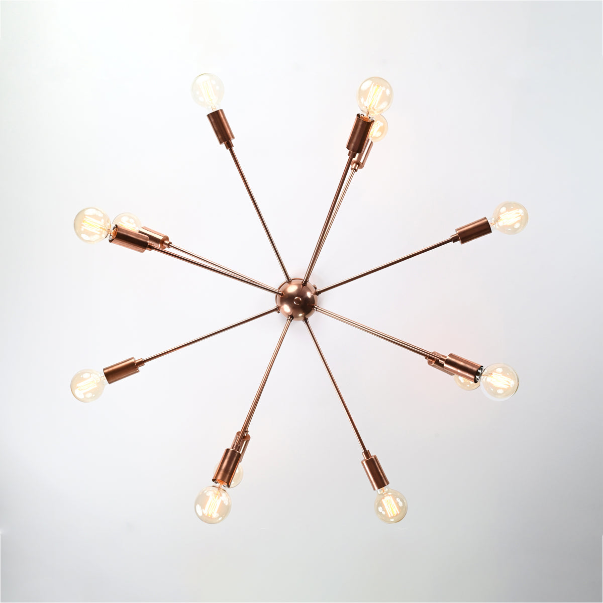 Classic 6-Light Black Sputnik Chandelier – Minimalist Ceiling Fixture with Frosted Bulbs - 32159