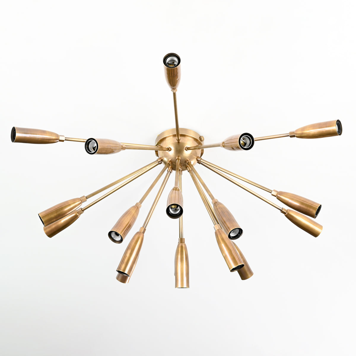 Lux 16-Light Brass Sputnik Chandelier – Mid-Century Modern Starburst Ceiling Fixture - 32165