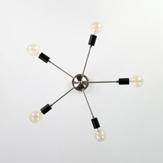 Industrial Brass Made, Brass Molecular Ceiling Lamp, 5-Light Chandelier, Premium Quality Lamp for Bedroom Living Kitchen Office, Modern 5-arm Minimalist Design