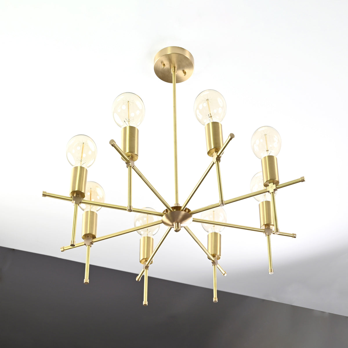 Luxury 10-Light Gold Sputnik Chandelier – Glam Ceiling Fixture with Radiant Globe Bulbs - 32186
