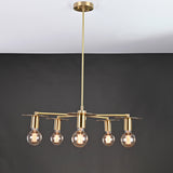 Retro 6-Light Brass Sputnik Chandelier – Vintage Ceiling Fixture with Wide Disc Shades - 32188