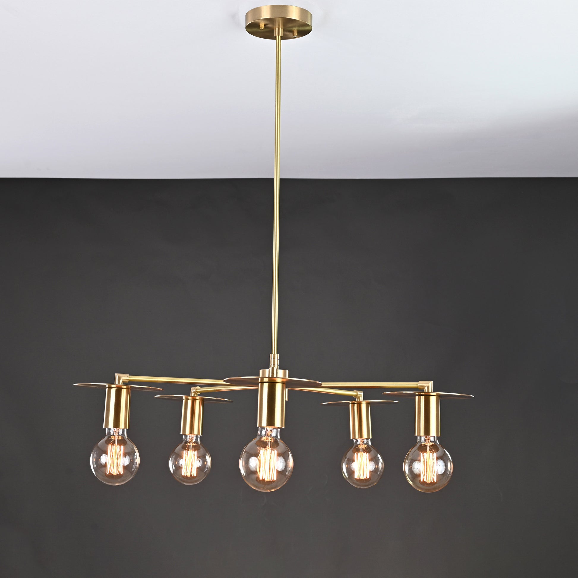 5 Arms Brass Pendant Light 25" Wide - 32188