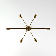 Elegant 6-Light Brass Sputnik Chandelier – Slim Mid-Century Ceiling Fixture with Edison Bulbs - 32191