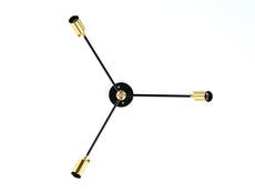 Contemporary 3-Light Black & Brass Y-Arm Chandelier – Adjustable Ceiling Fixture with Globe Bulbs - 32195