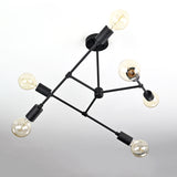 Modern 6-Light Black Chandelier – Asymmetrical Ceiling Fixture with Dual Globe Heads - 32197