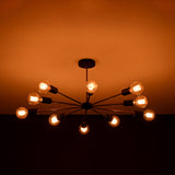 Radiant 12-Light Sputnik Chandelier – Black & Brass Mid-Century Modern Ceiling Fixture - 32198