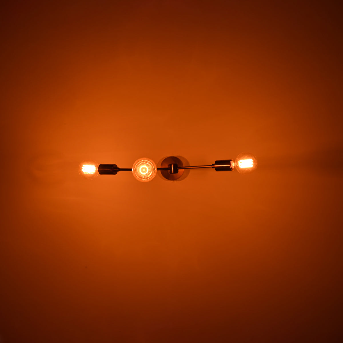 Modern 3-Light Antique Brass Chandelier – Asymmetrical Mid-Century Ceiling Fixture with Exposed Bulbs - 32202