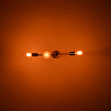 Modern 3-Light Antique Brass Chandelier – Asymmetrical Mid-Century Ceiling Fixture with Exposed Bulbs - 32202