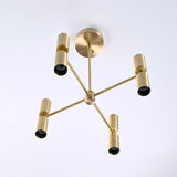 Modern 6-Light All-Brass Chandelier – Cylindrical Socket Sputnik Ceiling Fixture - 32204