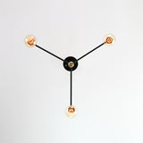 Modern 3-Light Black & Brass Chandelier – Mid-Century Ceiling Fixture with Globe Bulbs - 32209