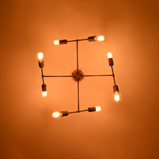 Modern 10-Light Antique Brass Chandelier – Multi-Angle Sputnik Fixture with Edison Bulbs - 32212