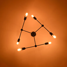 Modern 10-Light Black Chandelier – Angular Geometric Ceiling Fixture with Globe Bulbs - 32213