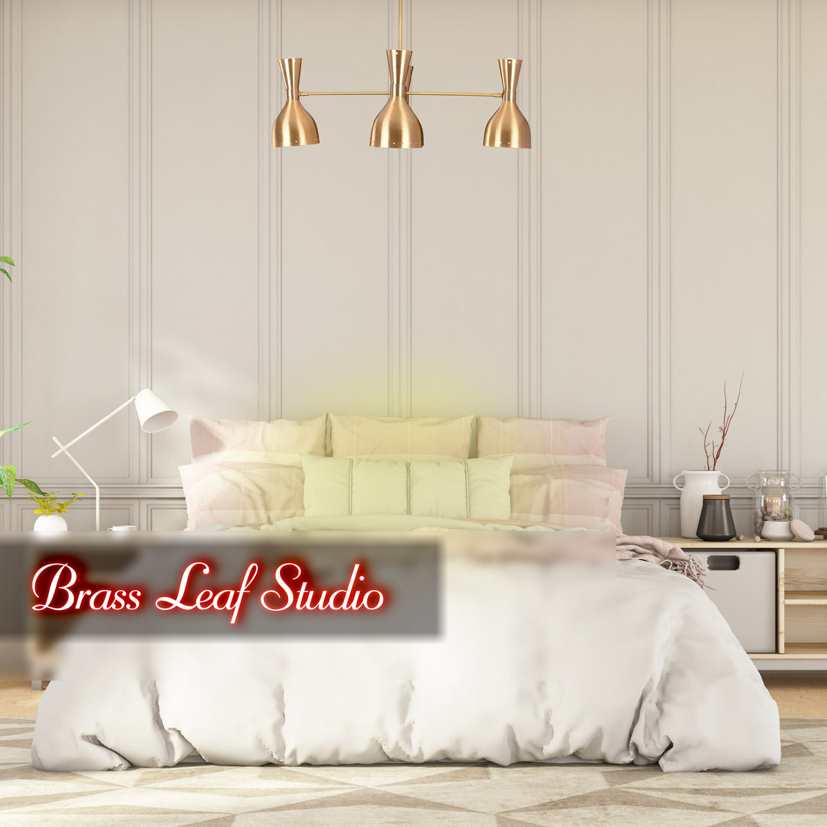 Diabolo Style Brass Mid-Century Modern Chandelier | Two-Way Ceiling Light | Customizable Pendant Lamp |  - 32234