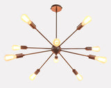 Warm Brass Bare Bulb Sputnik Chandelier – Industrial Mid-Century Modern Ceiling Pendant Light - 32140