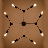 Modern 12-Light Black & Brass Geometric Chandelier – Art-Deco Inspired Ceiling Fixture - 32168
