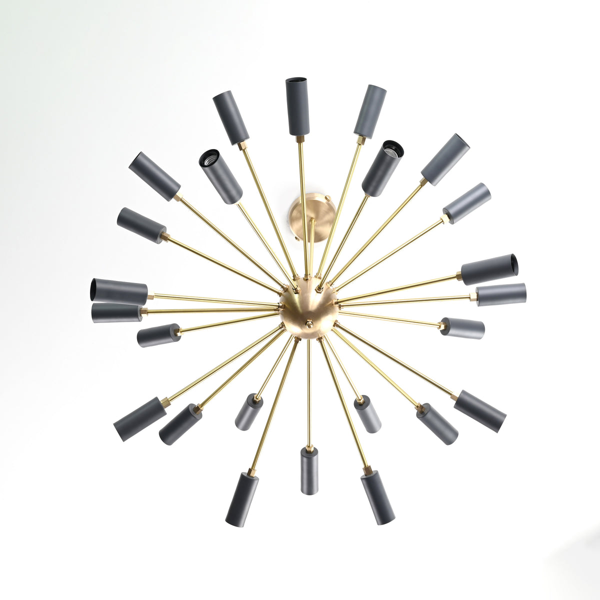 Vintage 12-Light Brass Sputnik Chandelier – Retro Ceiling Fixture with Exposed Filament Bulbs - 32160