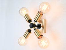 Customizable Mid-Century Modern Brass Wall Sconce | Geometric 4-Light Fixture for Bold Interiors - 32509
