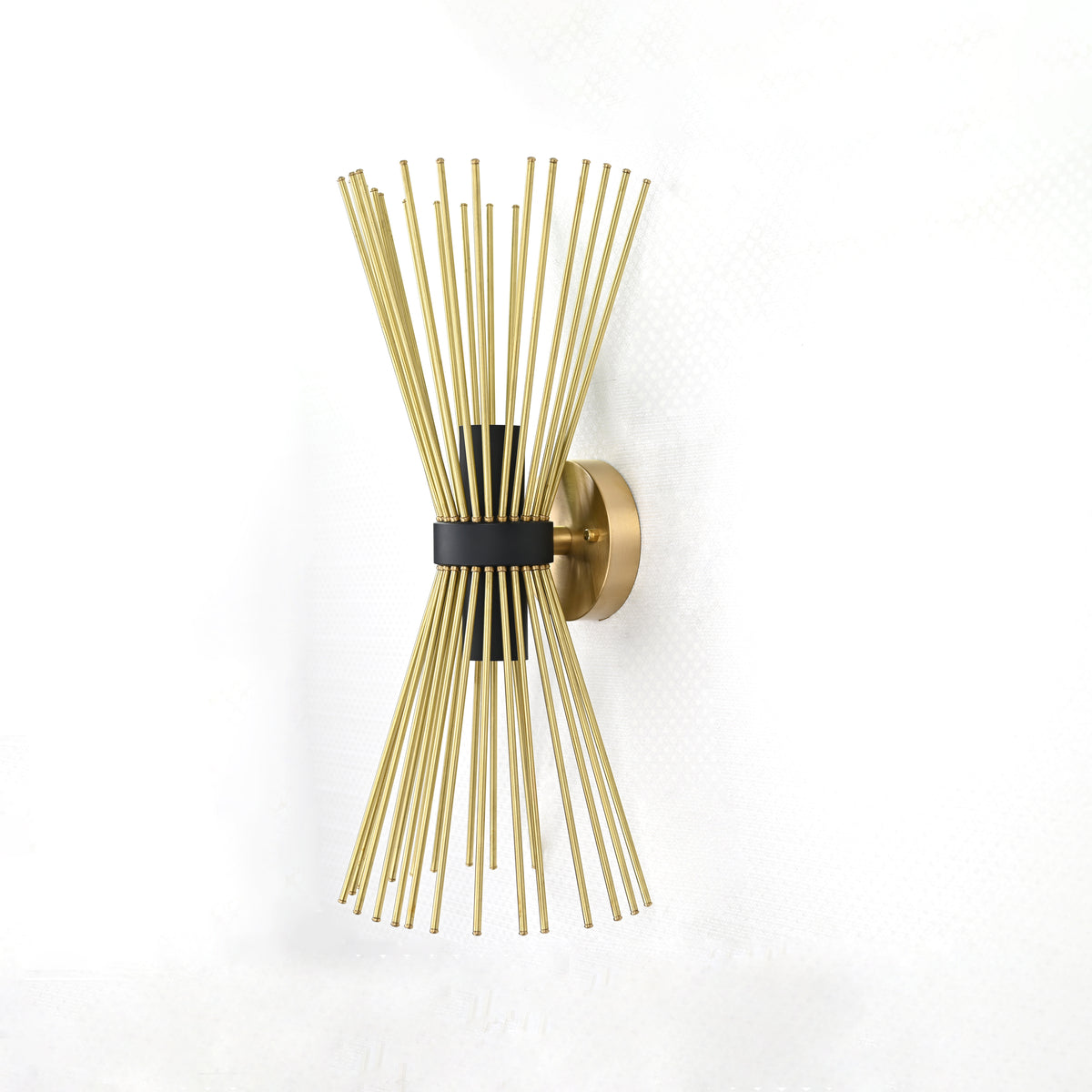 Mid-Century Modern Starburst Brass Wall Sconce | 18" Customizable Handcrafted Light Fixture - 32576