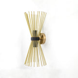 Mid-Century Modern Starburst Brass Wall Sconce | 18" Customizable Handcrafted Light Fixture - 32576