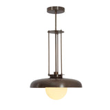 Alden 1-light dome pendant chandelier featuring slender vertical rods, metal dome shade and opal glass globe – Model 33185
