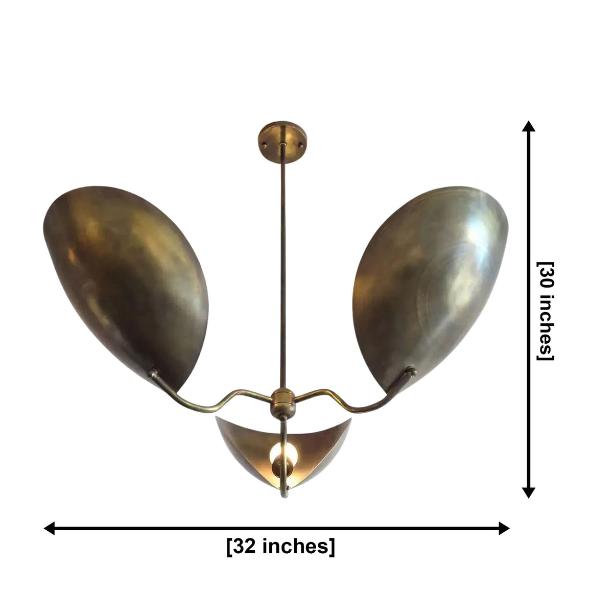 Size guide for Amalfi Sculptural Leaf Chandelier – 3 Light – 32 Inch – Model 62140