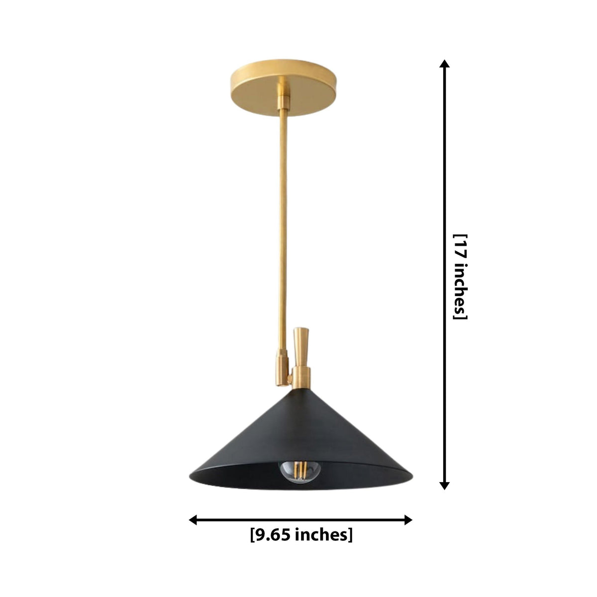 Size guide for Antwerp Cone Pendant – 1 Light – 9.65 Inch – Model 62242