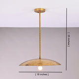 Aurelia Petite Saucer Pendant Light shown with 18 inch width and 25 inch overall height dimensions.