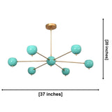 Aurora 6 light globe Sputnik chandelier dimensions showing 37 inch overall width and 20 inch overall height