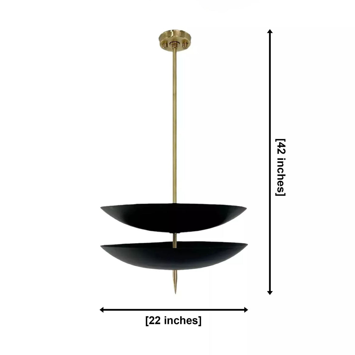 Aurora 6 light double bowl pendant chandelier dimensions, 22 inch width and 42 inch overall height, Model 62013