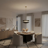 Aurora Double Bowl Pendant Chandelier Front View – 6 Light – Model 62013
