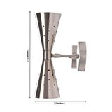 Aurora Modern Perforated Double Cone Wall Sconce dimensional illustration showing 12-inch height and 7-inch projection.